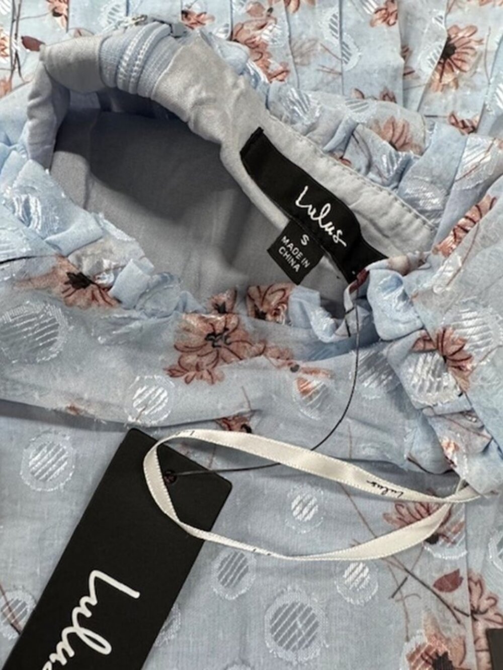 NWT Lulus Terrace Views Light Blue Floral Print Tiered Midi Dress (size S) - Picture 7 of 9